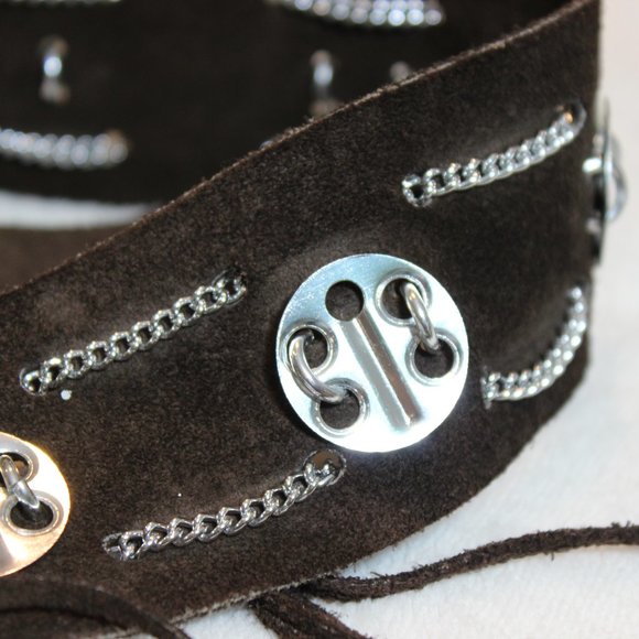 ??Vintage Brown suede & silver embellished belt main image 4